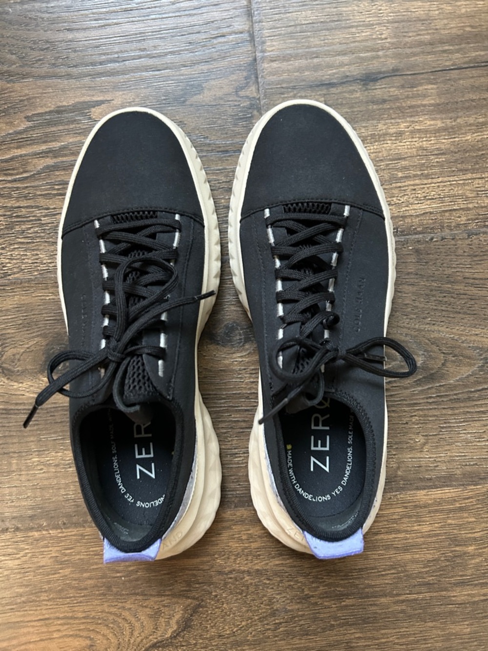 Cole Haan Black Sneakers with Cream Soles and Lilac Heel Tabs